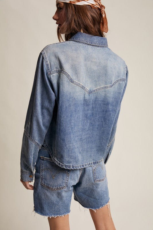 Western Denim Popover Shirt