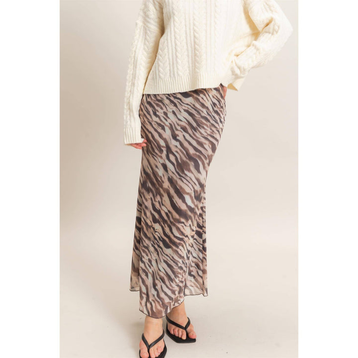 Plaid Mesh Maxi Skirt