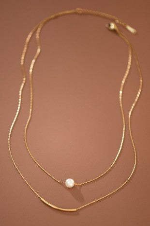 18k Non-tarnish Stainless Steel Layered Pearl Necklace