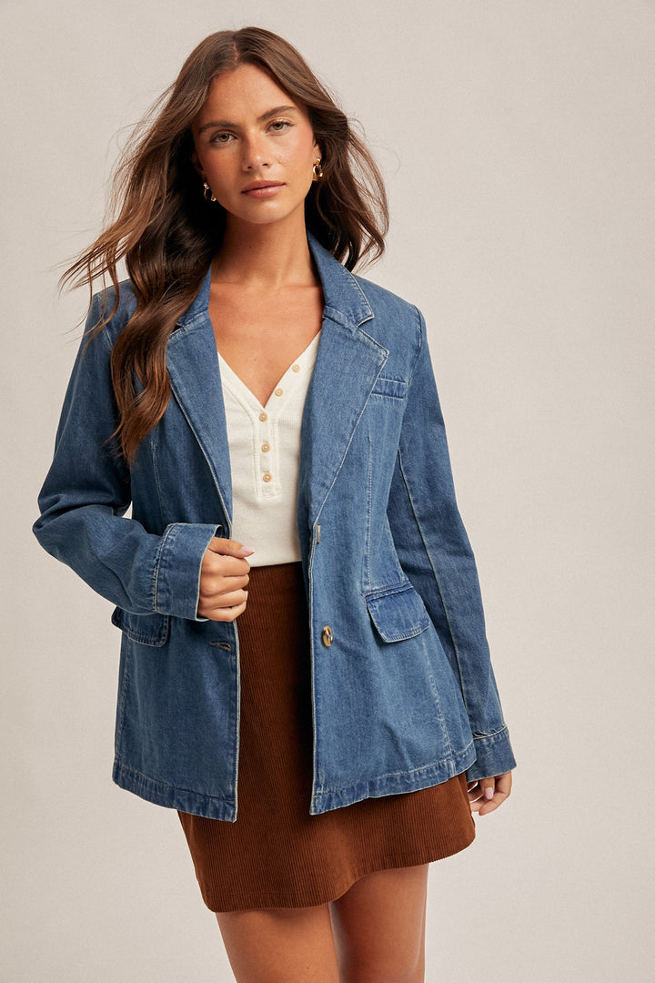 Denim Single Breast Blazer