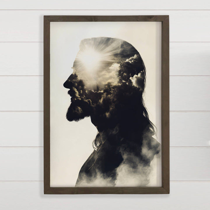 Jesus Double Exposure w\ Thick Wood Frame
