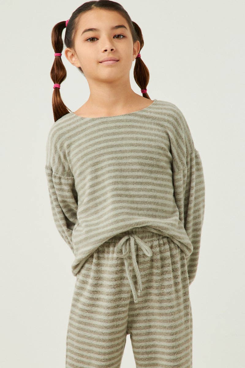 Girls Brushed Stripe Knit Top