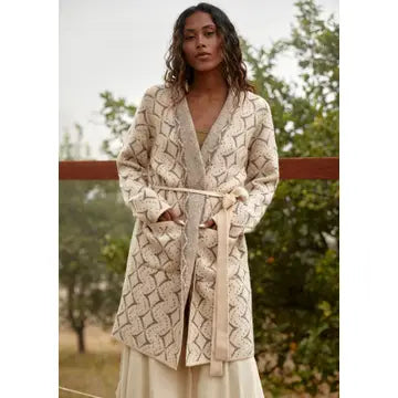 Western Jacquard Belted Cardigan