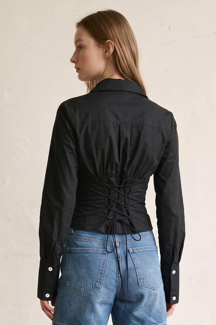 Cotton Corset Waist Shirt