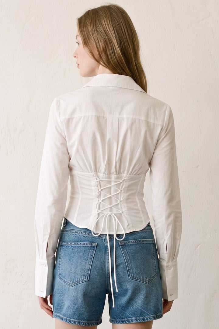 Cotton Corset Waist Shirt