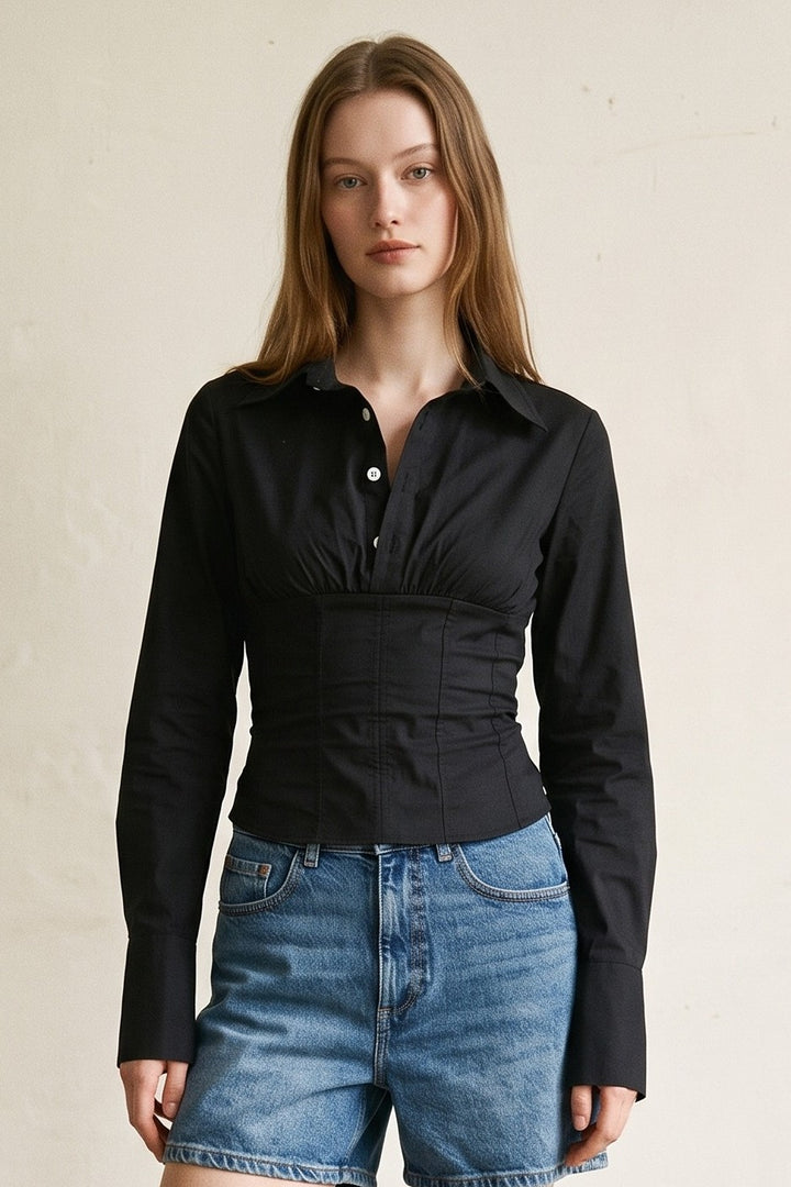 Cotton Corset Waist Shirt