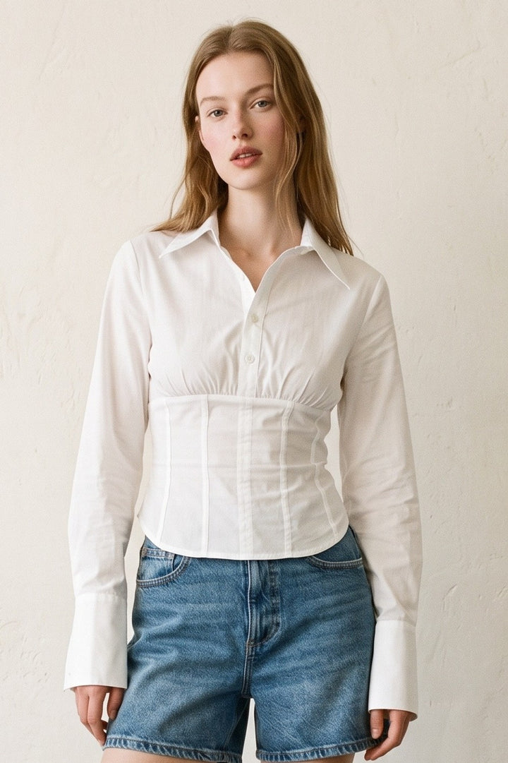 Cotton Corset Waist Shirt