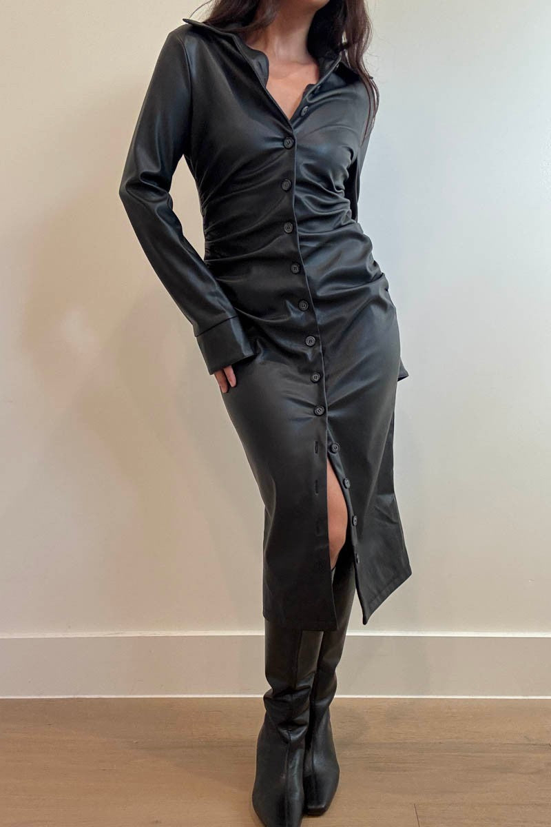 Long Sleeve Shirt Midi Dress