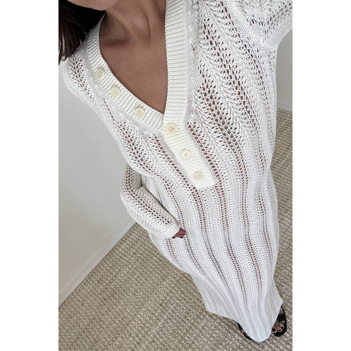 Knit V Neck Long Sleeves Dress