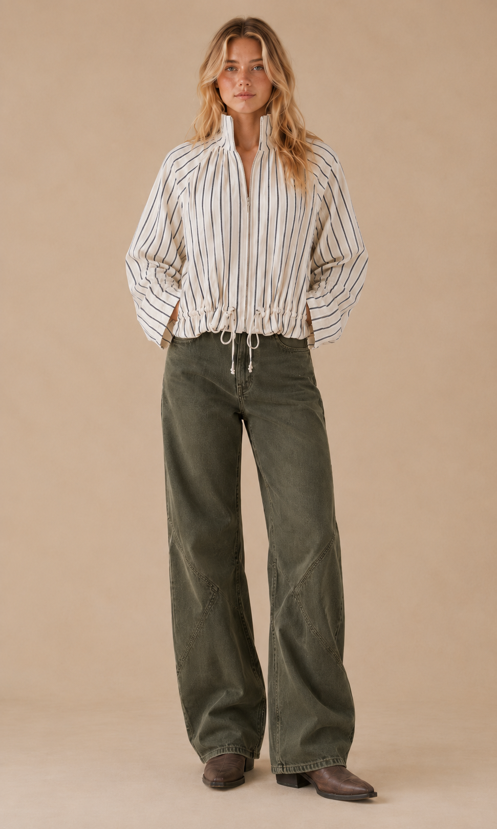 Gathered Stripe Jacket