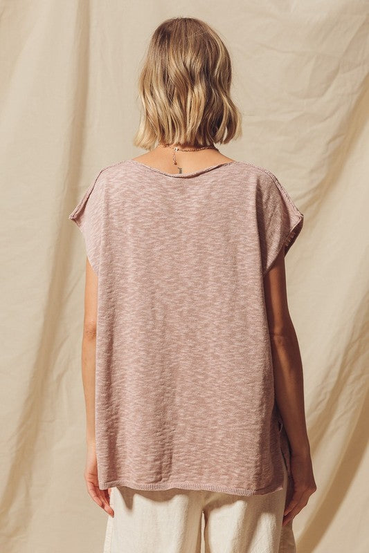KNITTED OVERSIZED WESTERN TOP