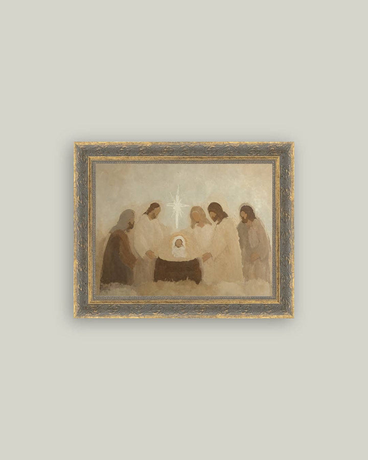 Neutral Nativity Framed Antique