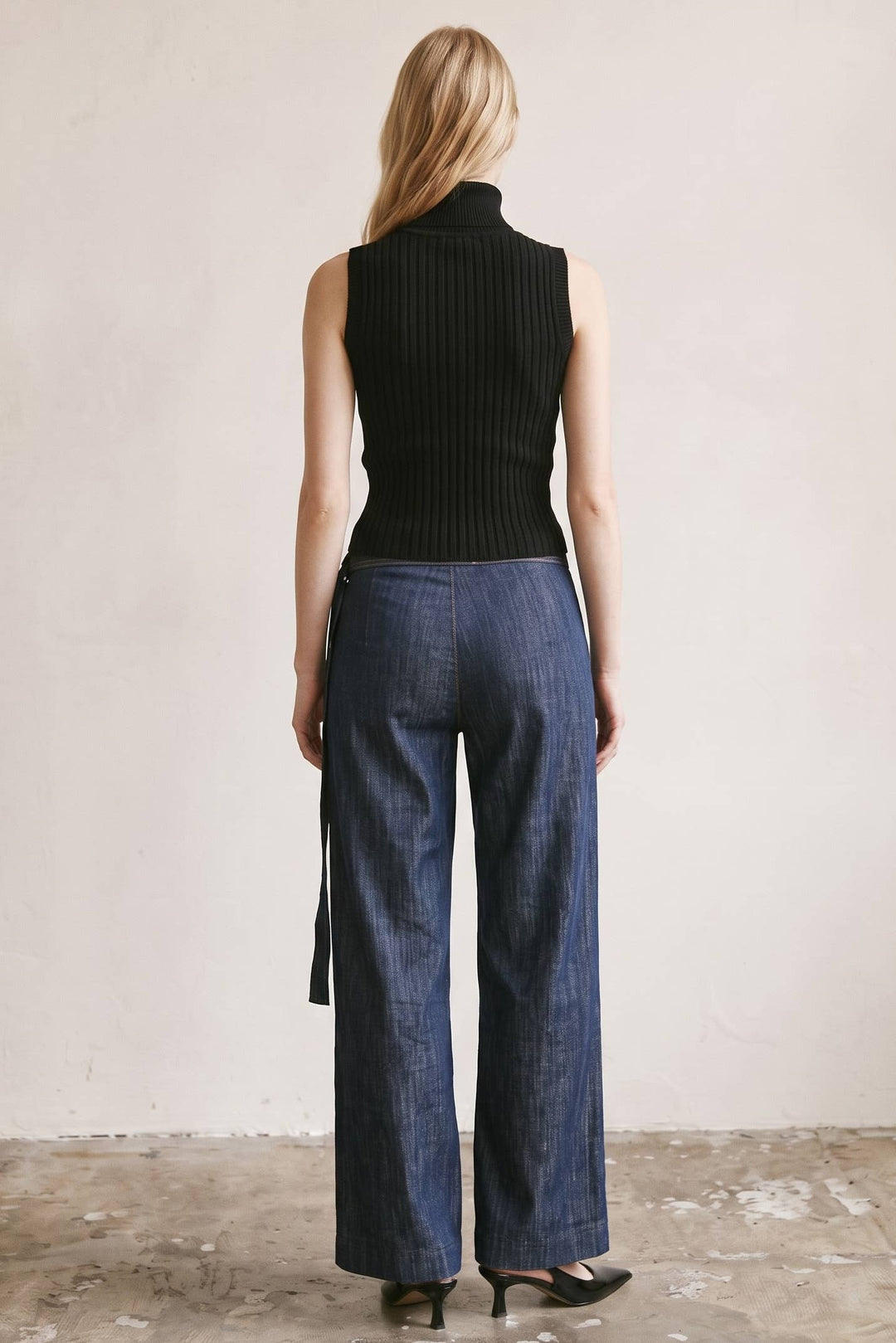 Wide Leg Denim w\ Belted Waist Strap