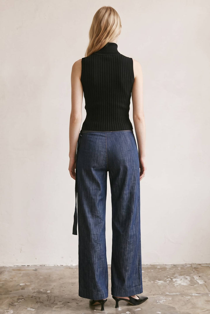 Wide Leg Denim w\ Belted Waist Strap