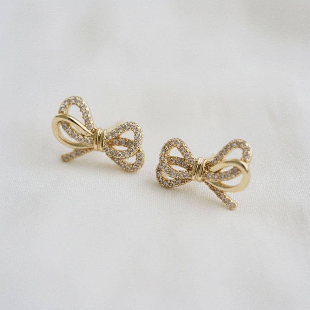 Zirconia Knot Bow Stud Earrings