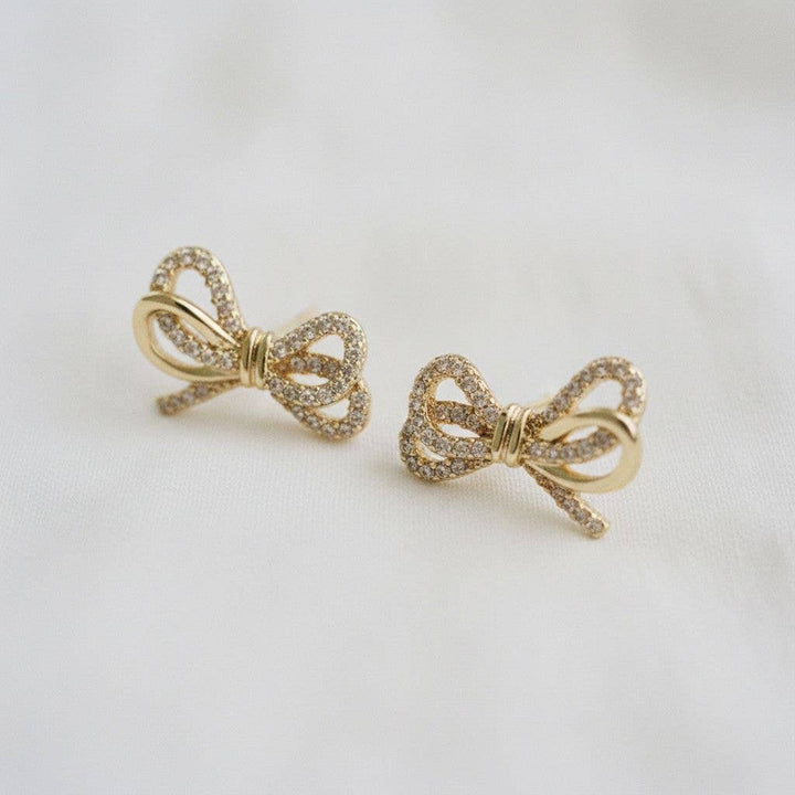 Zirconia Knot Bow Stud Earrings