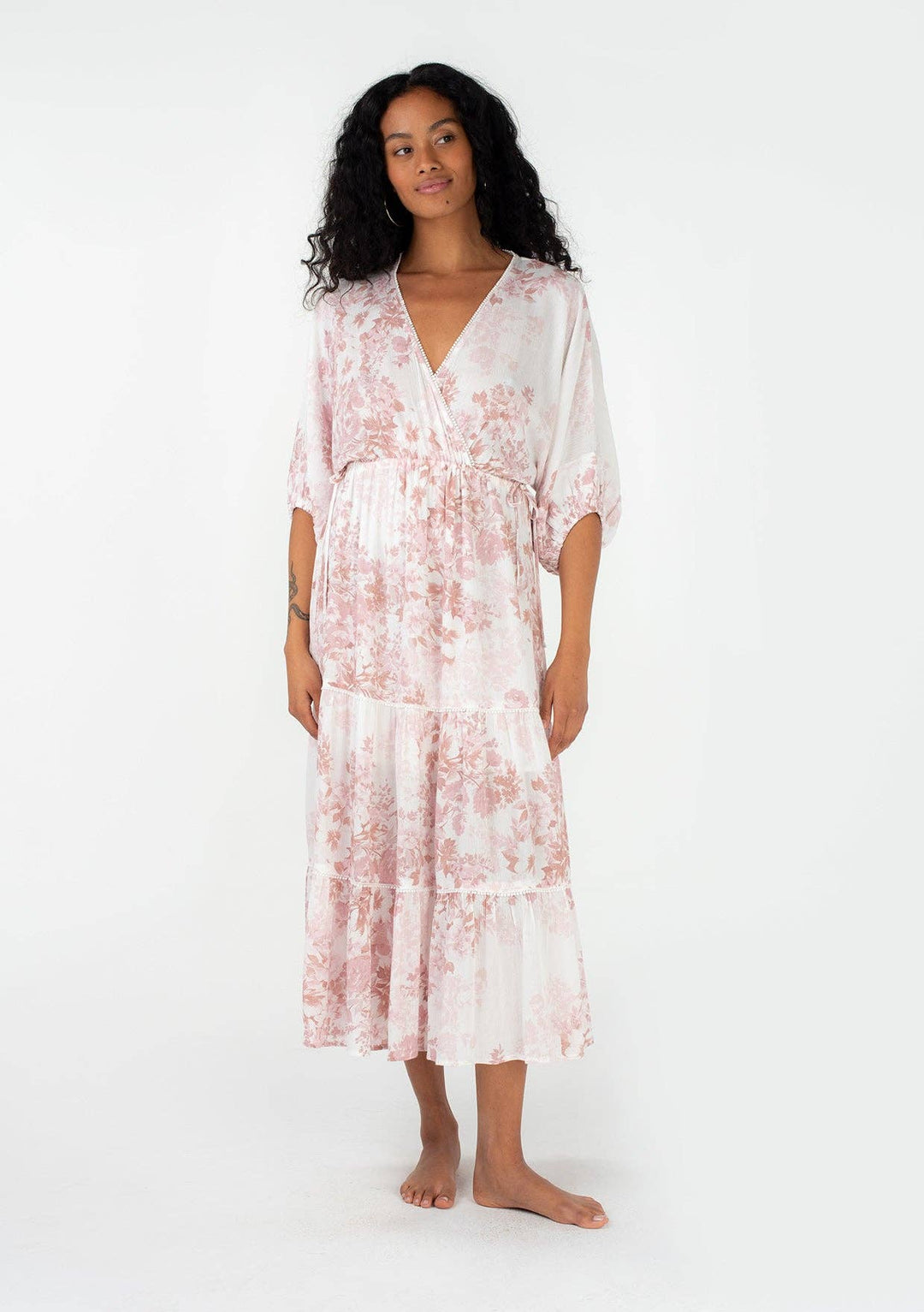 Floral Dolman Tiered Maxi Dress