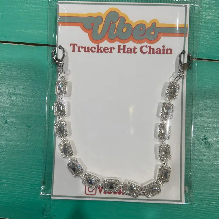 Large Rhinestone Studded Trucker Hat Chain