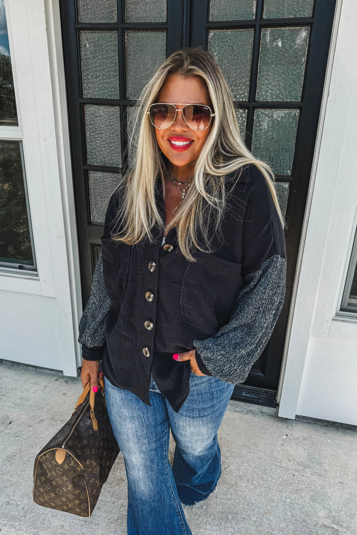 IN THE MOMENT KNIT SLEEVE TOP