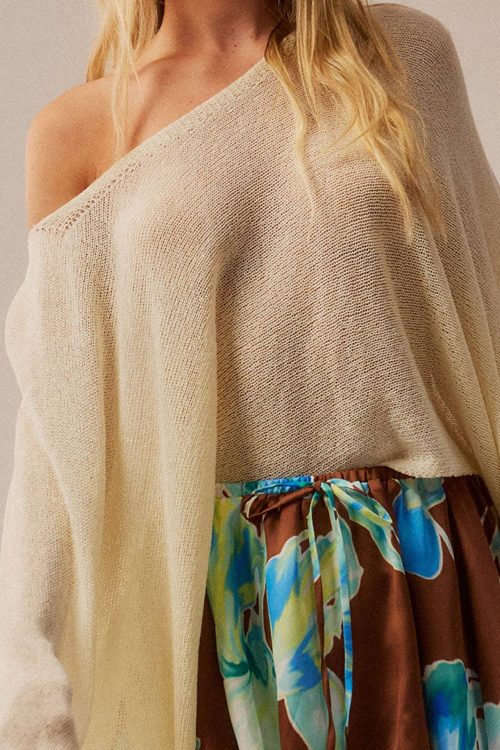 Sheer Lightweight Knit Cropped Poncho