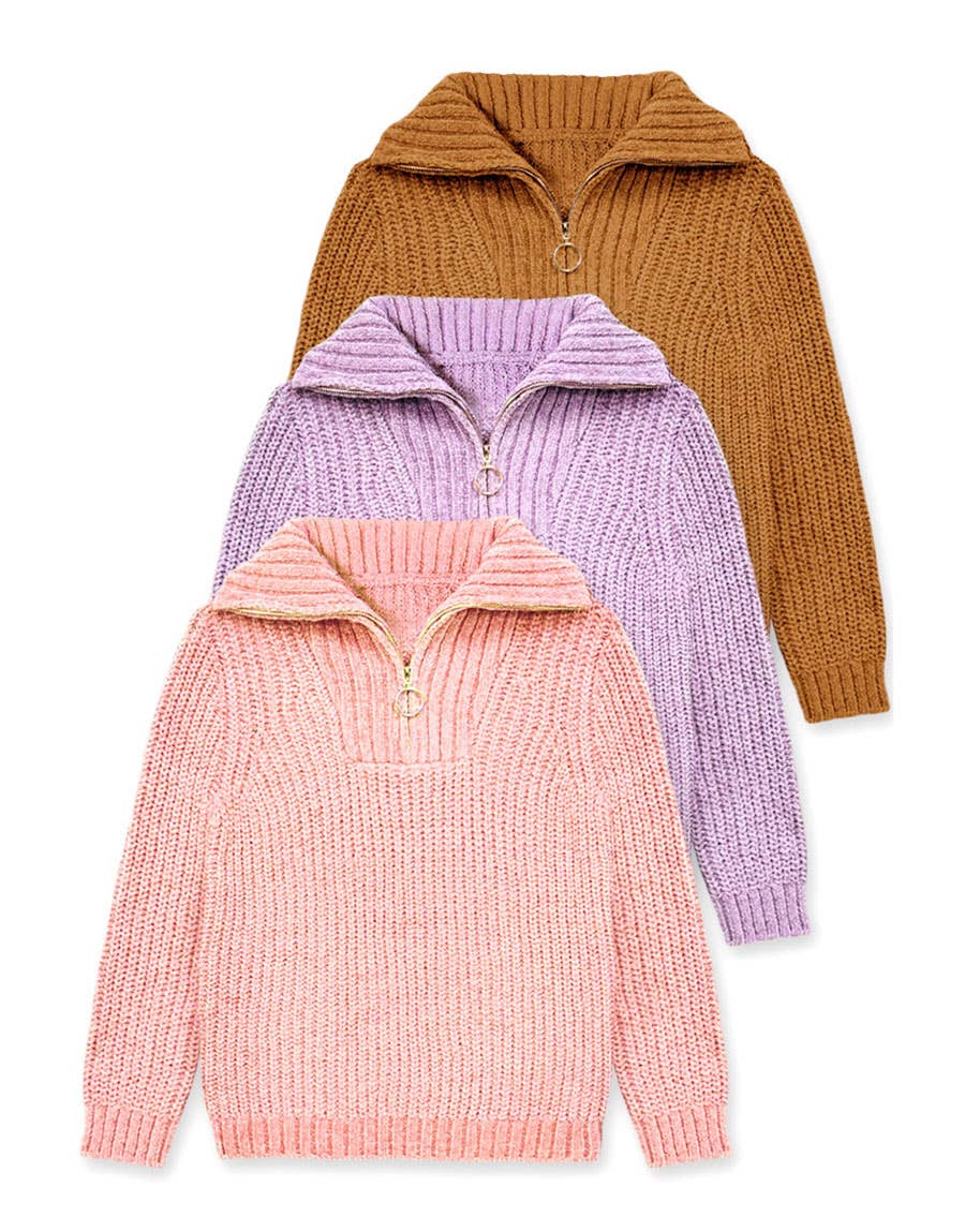 Pullover Lurex Sweater w/Zip