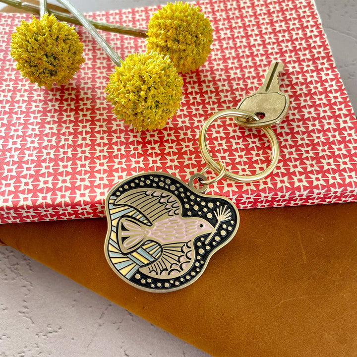 Folk Guide Bird Enamel Keychain