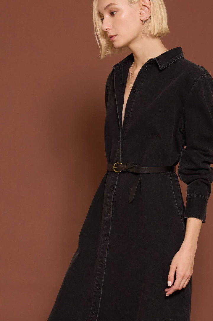 Button down Long Sleeves Denim Shirts Dress: