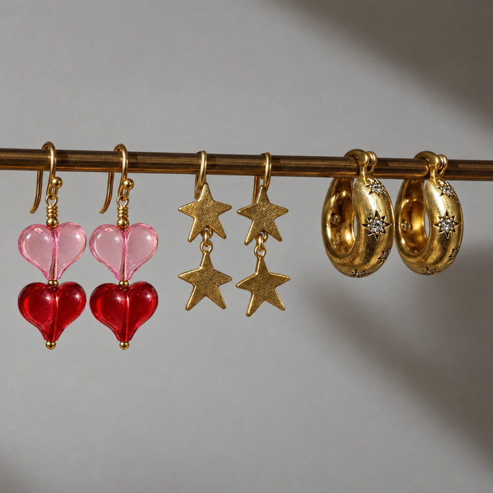 Gold Plate Star Hoops