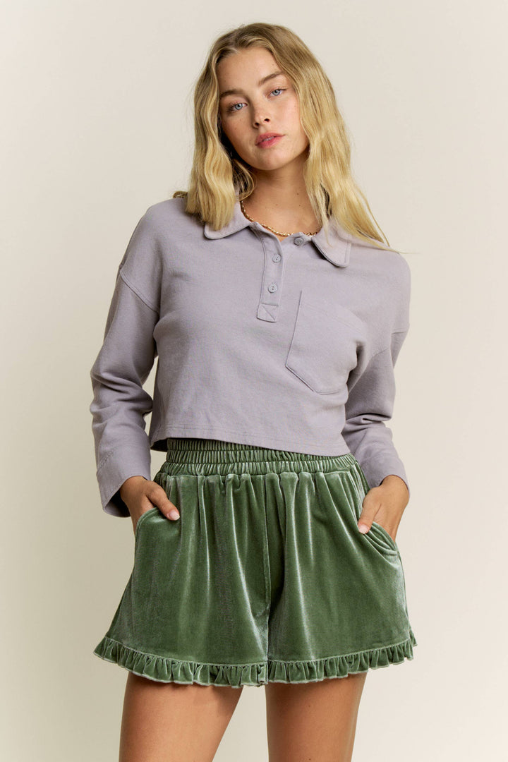 Ruffled Soft and Chic Velour Shorts
