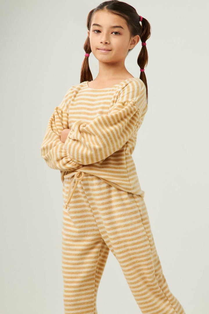 Girls Brushed Stripe Knit Top