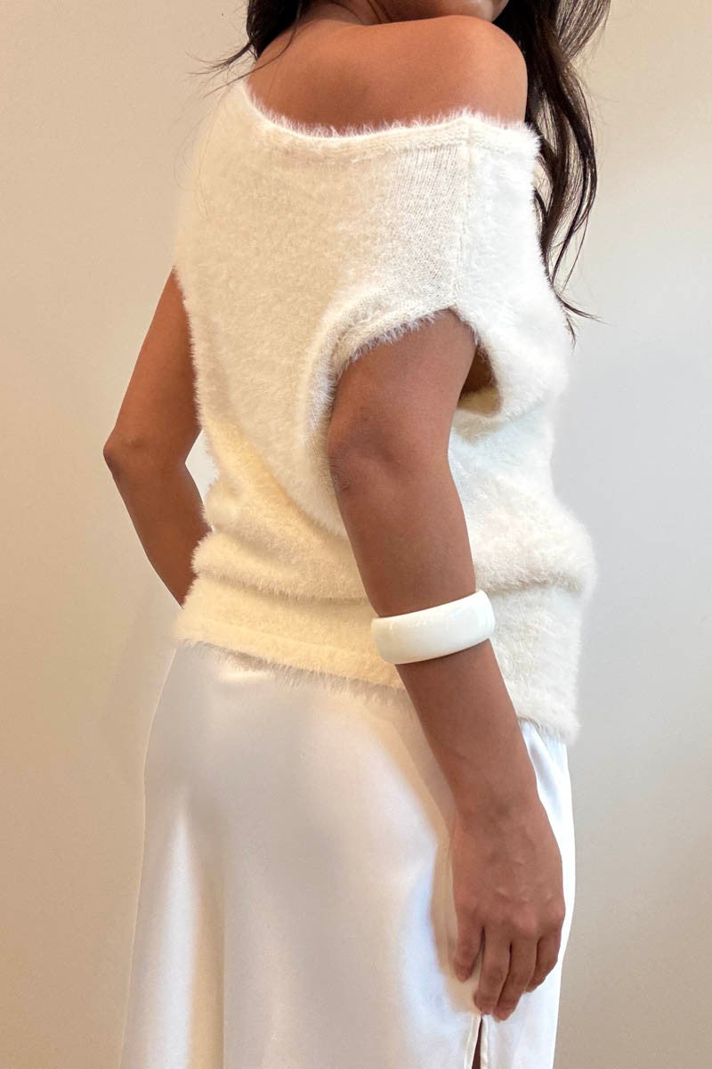 Soft Fluffy Knit Off The Shoulder Top