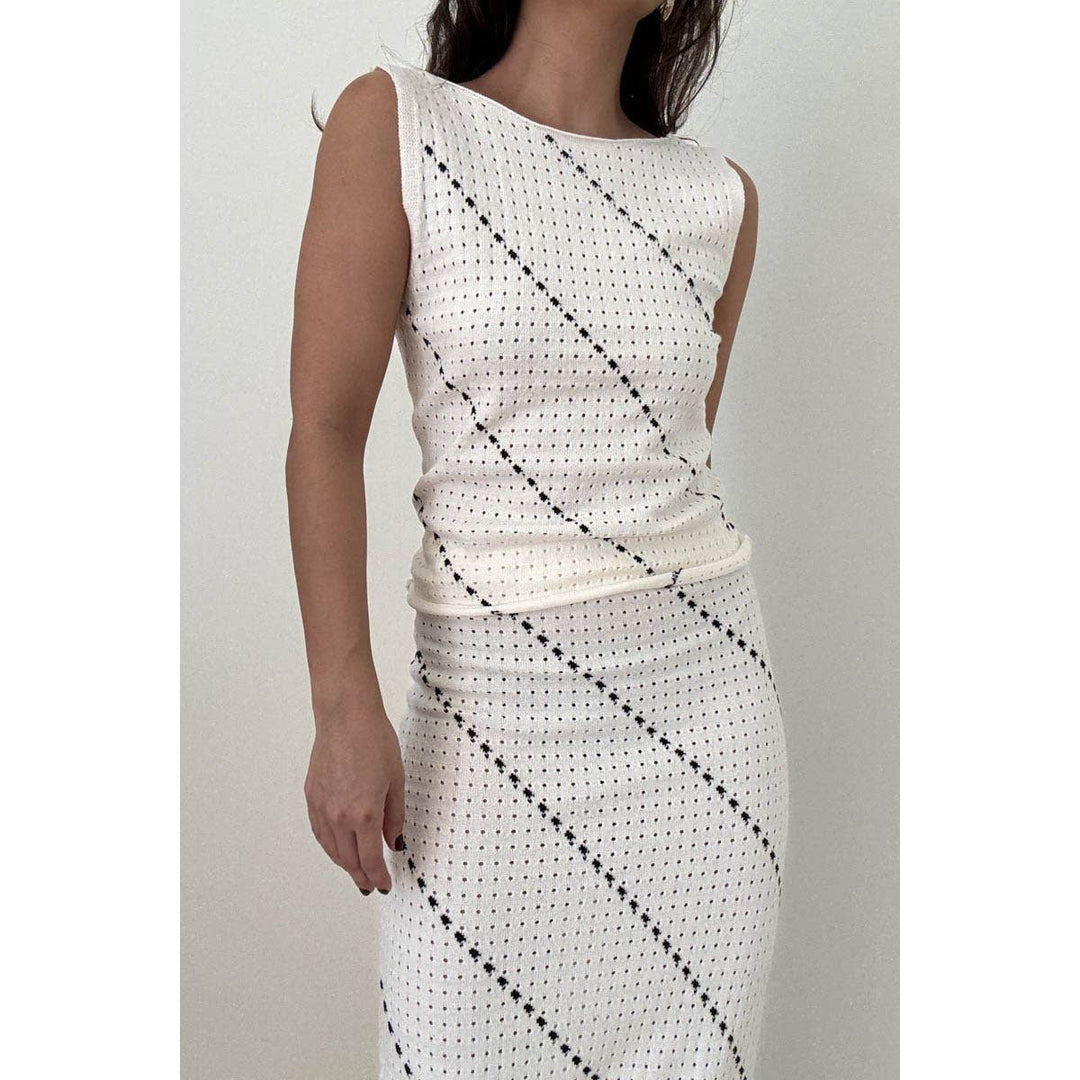 Crochet Knitted Top & Midi Skirt Set