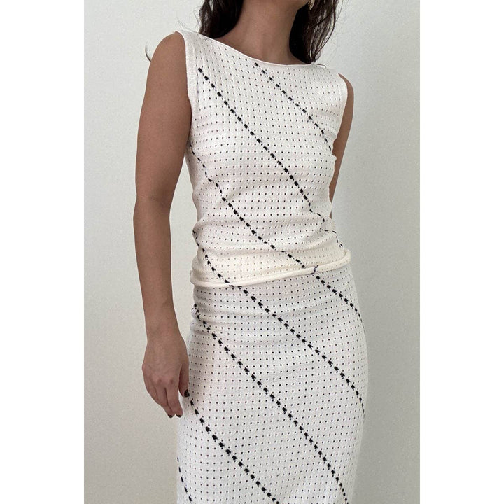 Crochet Knitted Top & Midi Skirt Set