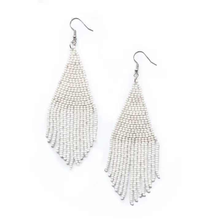 Solid Beaded Tassel Earrings