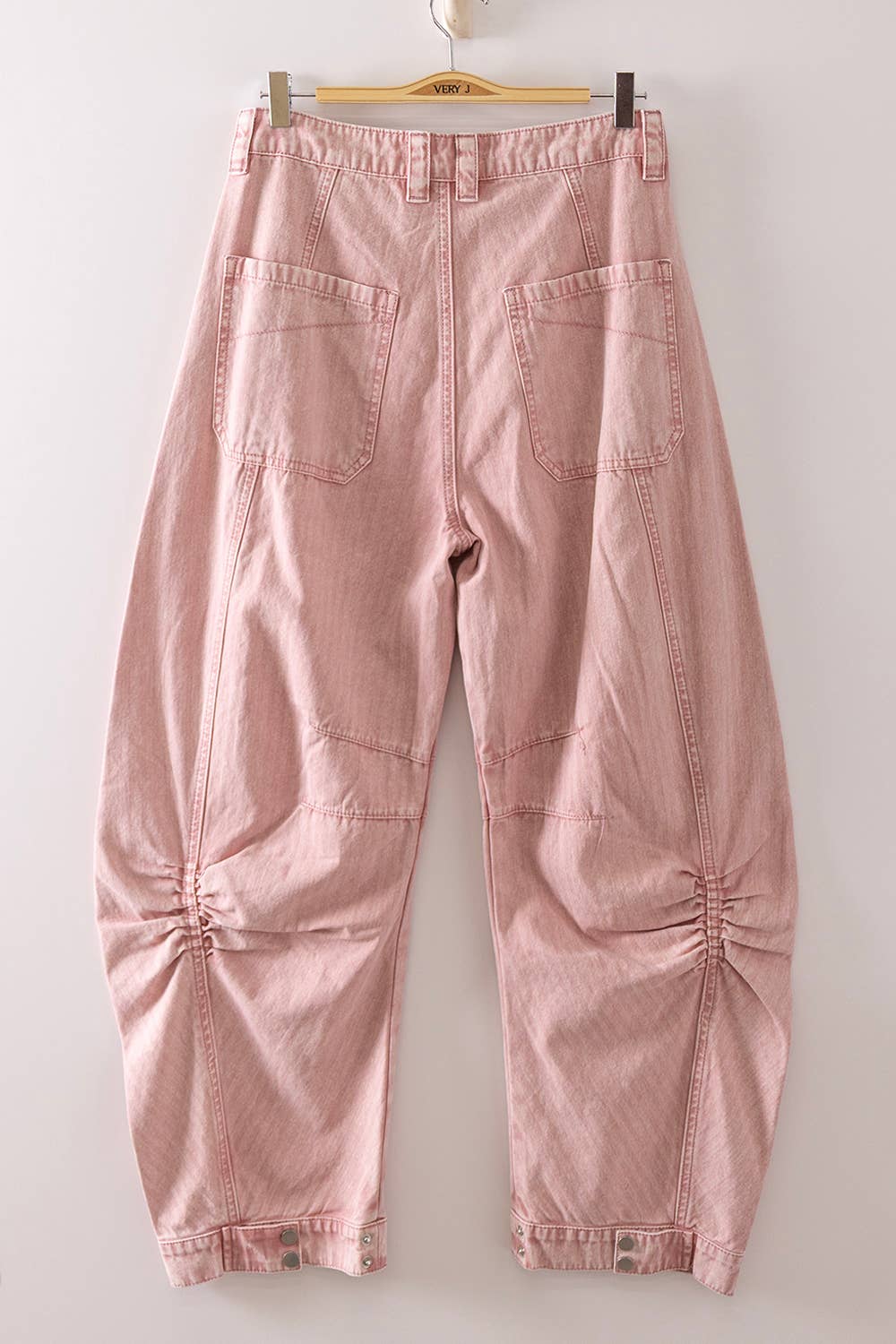 Washed Denim Barrel Pants