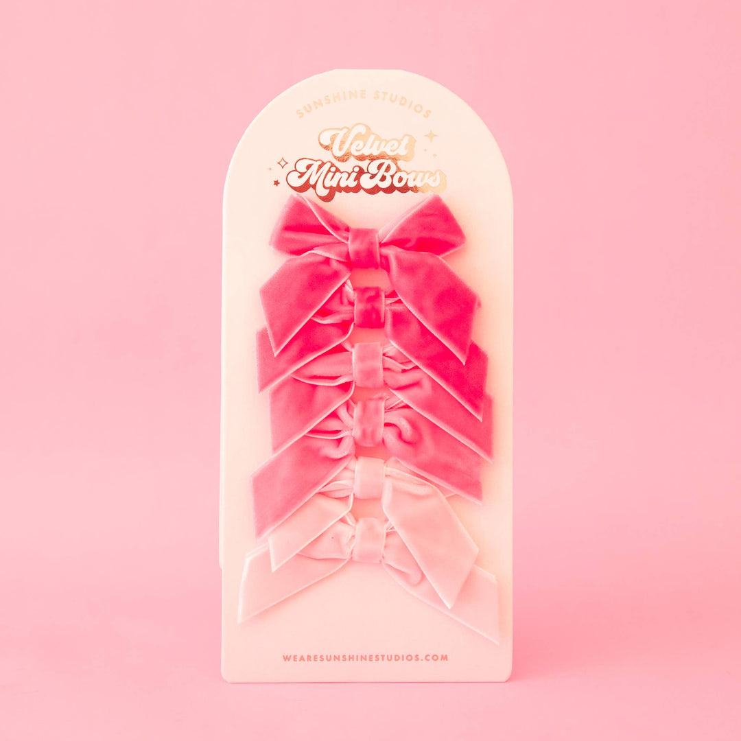 Velvet Mini Bows | Pink