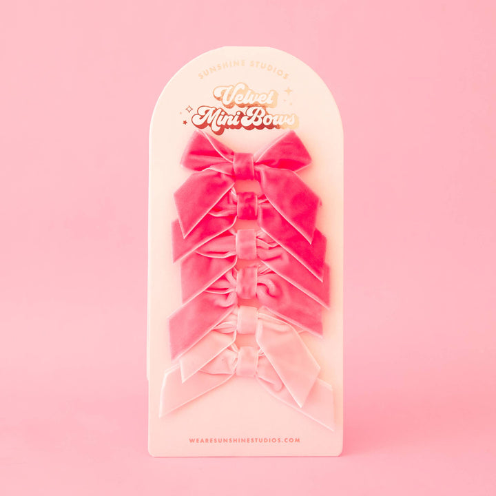 Velvet Mini Bows | Pink