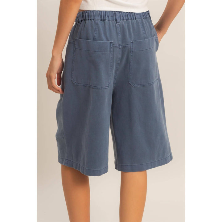 Drawstring Waist Wide Leg Jorts