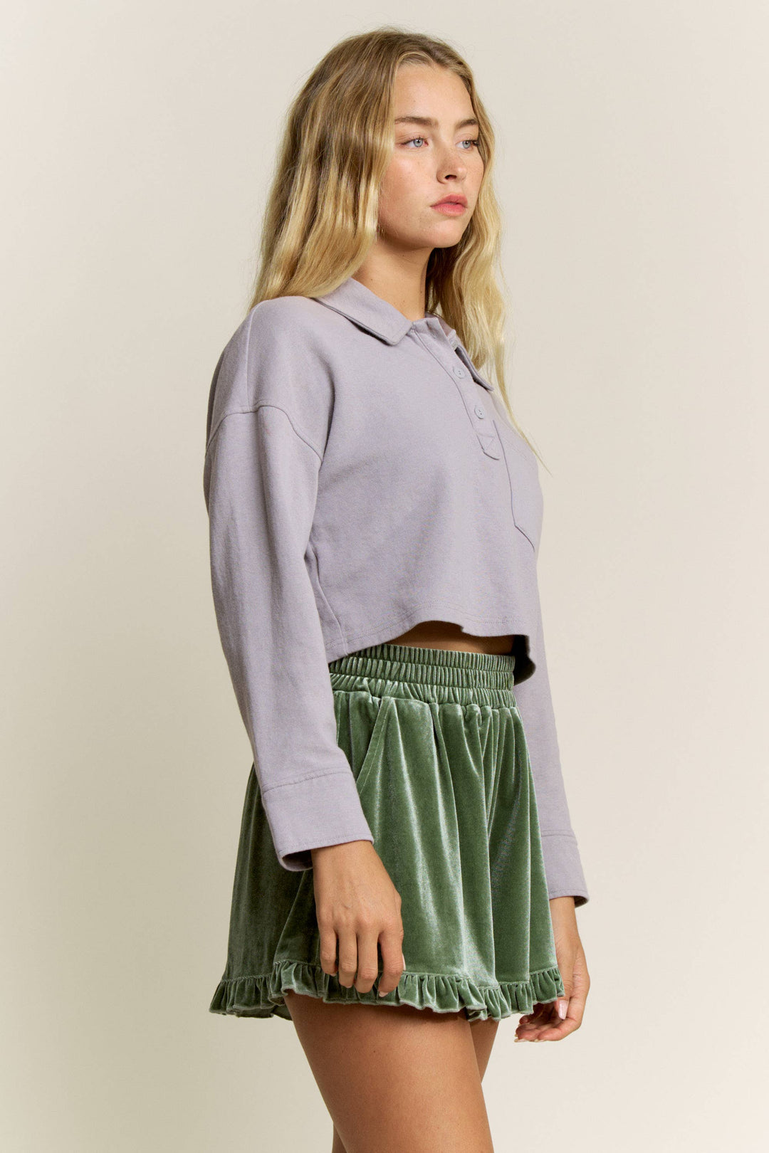 Ruffled Soft and Chic Velour Shorts