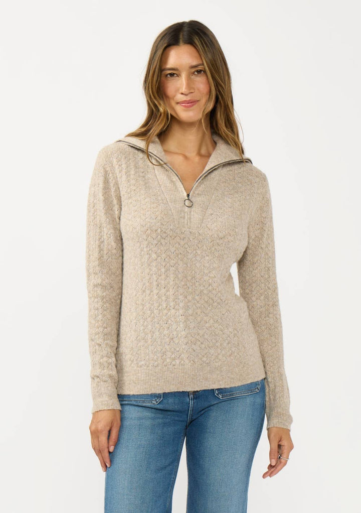 Pointelle Half Zip Pullover