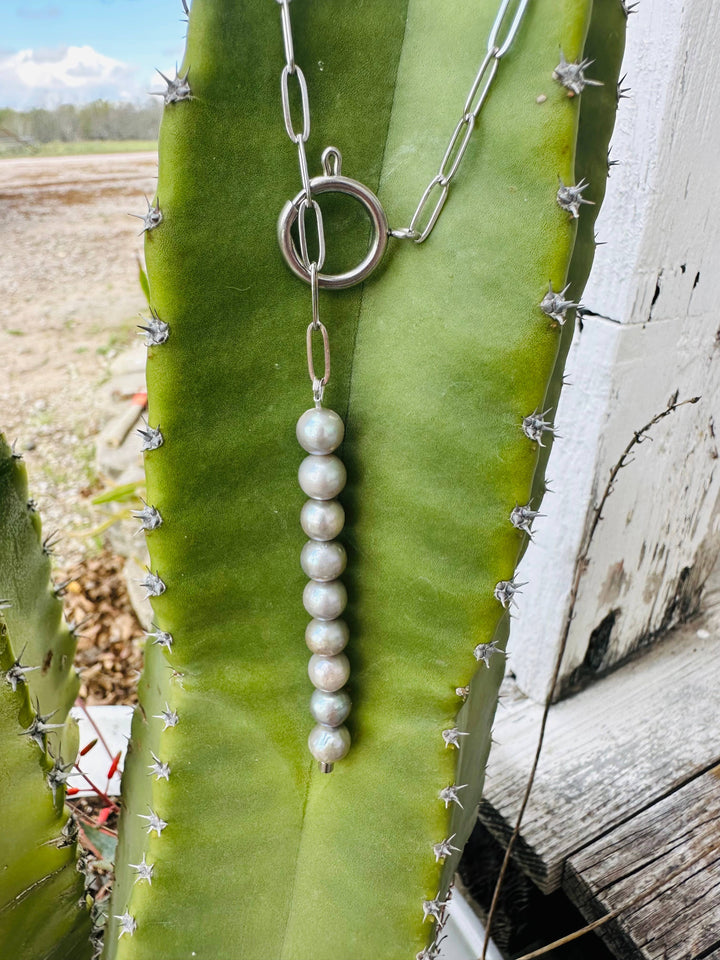Silver Pearl Drop Necklace