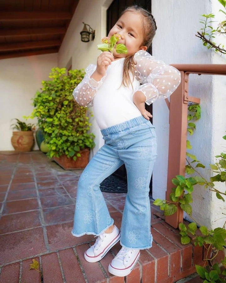 Floral Denim Bell Bottoms