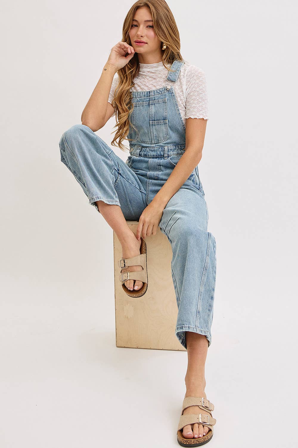 BARREL-LEG DENIM OVER-ALLS