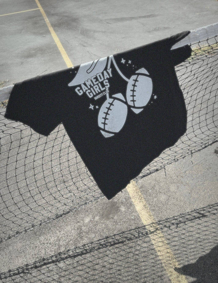 Gameday Girls Tailgate Retro Football Tee: Onyx