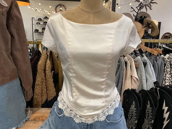 Satin Lace trim Blouse