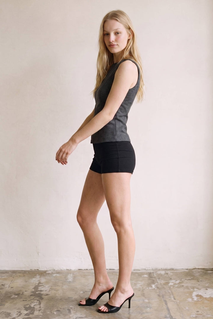 Stretch Knit Sleeveless Peplum Top