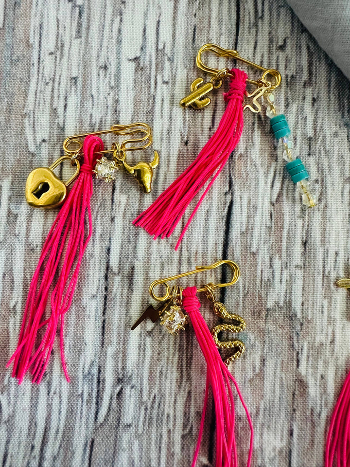 Pink & Gold Pin Bandana Charm/Hat Charm