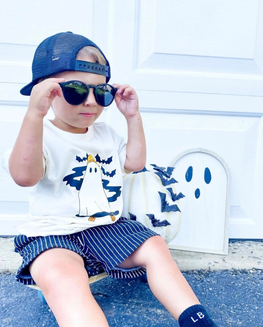 Halloween Skating Ghost Kids Tee