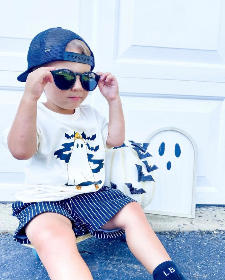 Halloween Skating Ghost Kids Tee