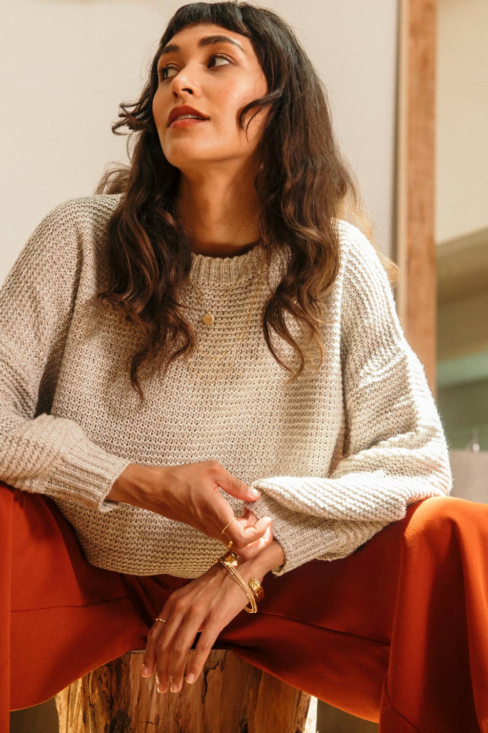 Crew neck Drop Shoulder Sweater
